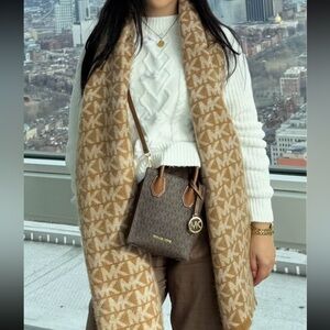 Michael Kors Tan and Brown Monogram Scarf